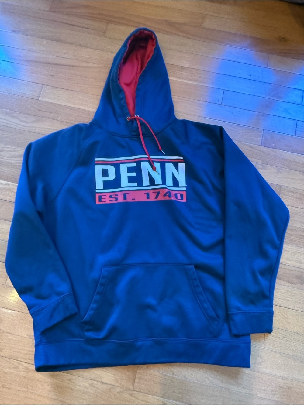 University of Penn Hoodie with Red Lining - University Logo Pullover size xl